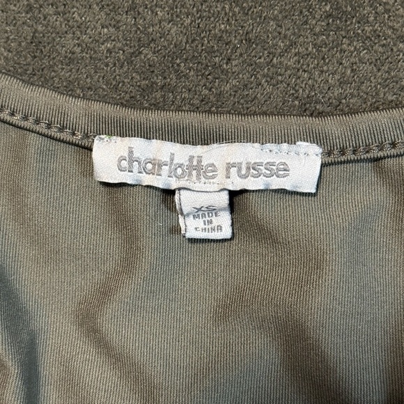 Charlotte Russe Olive green V-neck tank top - Picture 2 of 2